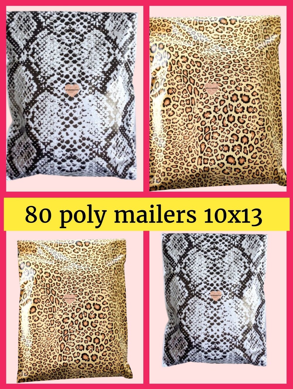 Set Of 80 Poly Mailers  Snake And Leopard Print Size 10x13